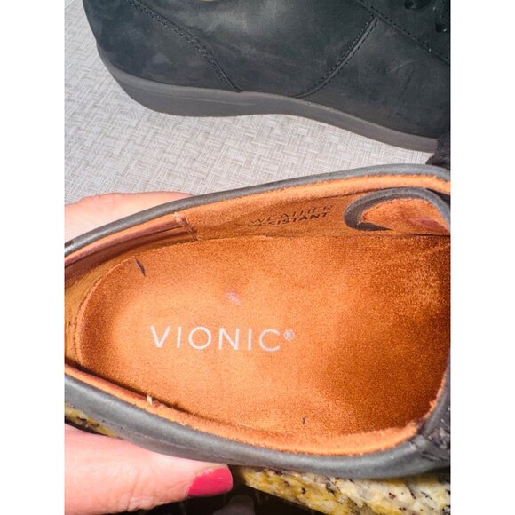 Vionic Abigail Lace-up Arch Support Shoes Black Leather Zip up Comfort Cushion - Picture 9 of 14
